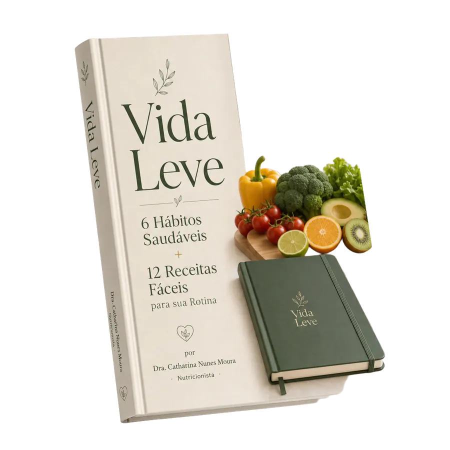 Mockup do e-book Vida Leve - 6 hábitos saudáveis e 12 receitas fáceis